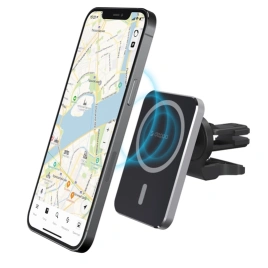 Автомобильный держатель Deppa Mage Safe Qi для iPhone, магнитный (55185) Black