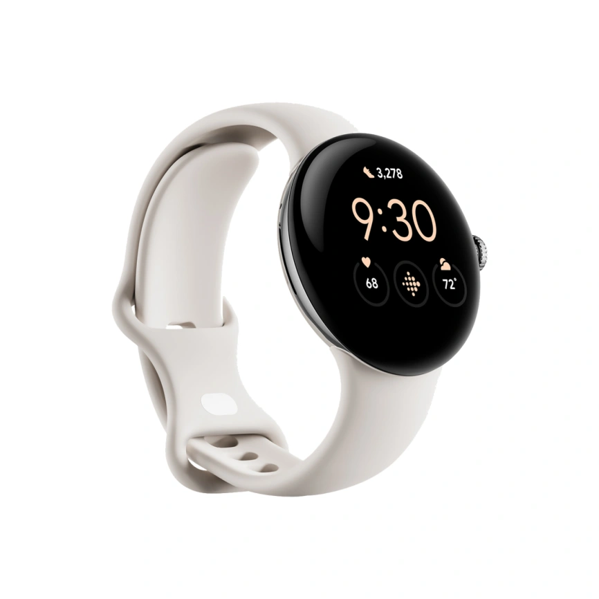 Смарт-часы Google Pixel Watch LTE Polished Silver case/Chalk Active band фото 1
